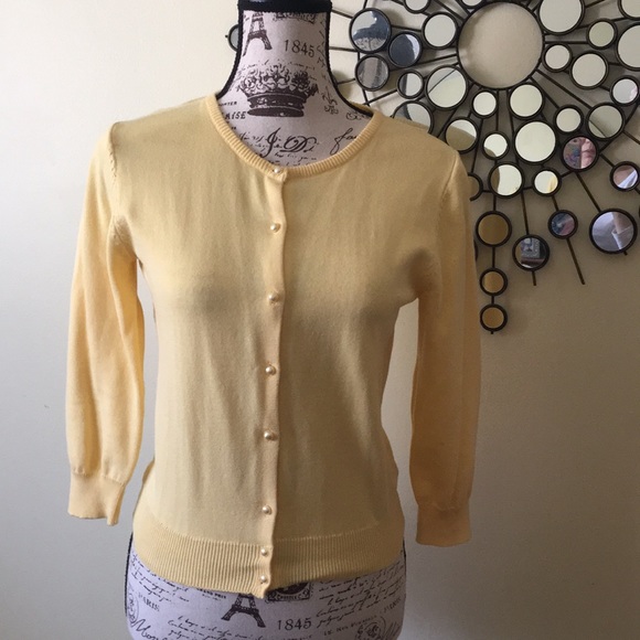 Persaman New York yellow 3/4 sleeve cardigan - Picture 1 of 6
